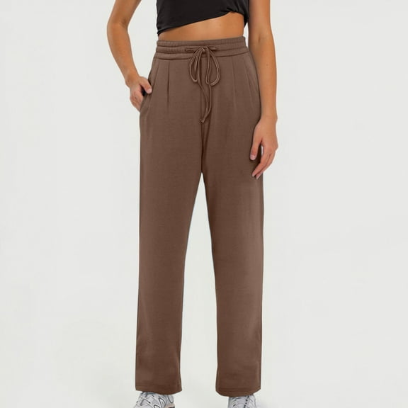 Womens Linen Pants Petite Length Wide Leg Sweatpants Women Petite Set Women Leisure Printing High Waisted Wide Leg Pants Fashion Drawstring Elastic Trousers Comfy Straight Leg Long Pants with Pockets