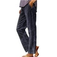 thumbnail image 1 of Womens Linen Pants Vintage Lounge Straight Leg Pants Fashion Stain Print Loose Beach Trousers Slacks with Pockets, 1 of 4