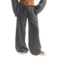 thumbnail image 1 of Womens Linen Pants Wide Leg Loose Cotton Swimsuit Coverups Summer Pants Beach Vacation Outfits Dark Gray S, 1 of 4