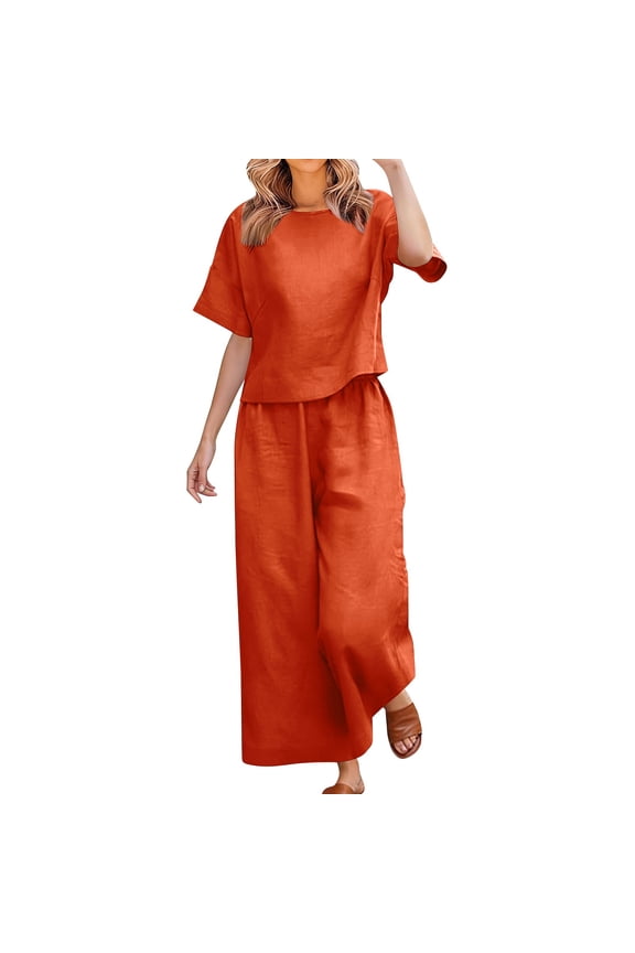 Womens Linen Set,Lounge Travel Sets Wide Leg Pants Linen Matching Lounge Set Travel Beach Vacation Clothes 2026 Pajama Lounge Beach Set Summer Outfits Vacation Lounge Sets