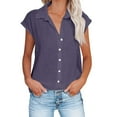 thumbnail image 1 of Womens Linen Shirt Shirts for Women Trendy Summer Cotton Linen Short Sleeve Tops Collared Button Down Causal Blouse, 1 of 6
