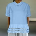 thumbnail image 1 of Womens Linen Shirts For Summer Casual Short Sleeve Blouse Lapel Cut Out Solid Color Tshirt Large Woman Shirt Casual T Shirts Women Tech Shirt Workout Tops for Women Loose Fit Women Workout Shirts, 1 of 6