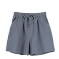 thumbnail image 1 of Womens Linen Shorts Casual Drawstring Comfy Elastic Waist Short Pants Fashion Wide Leg Summer Beach Shorts with Pockets, 1 of 3