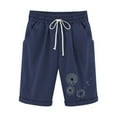 thumbnail image 1 of Womens Linen Shorts Casual Drawstring Elastic Waist Cropped Trousers Summer Workout Yoga Sports Short Pants Active Shorts Solid Stretch Jersey Shorts Ladies Summer Sweat Shorts with Pockets, 1 of 3