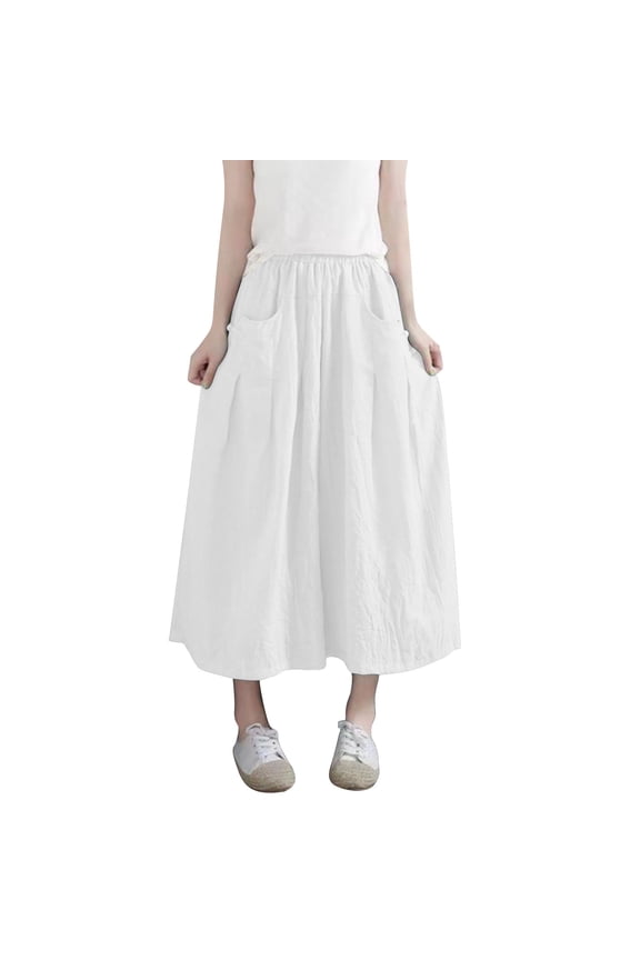 Womens Linen Shorts Fashion Casual Skirt Capris Culottes Flowy Loose Wide Leg Palazzo Loungewear Short with Pockets