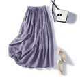 thumbnail image 1 of Linen Skirt for Women Elastic Waist Skirt High Waist Drawstring Skirt Casual Flowy Long Skirts Swing Long Beach Skirt Double Layer Long Maxi Skirt, 1 of 7