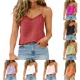 thumbnail image 1 of Womens Linen Tank Top Spaghetti Strap V Neck Camisole Top Solid Color Tank for Casual Wear Size 3XL, 1 of 4