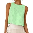 thumbnail image 1 of Womens Linen Tank Tops Striped Crop Sleeveless Tops Spring Summer Boat Neck Cute Shirts Blouses Mint Green, 3XL, 1 of 7