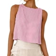 thumbnail image 1 of Womens Linen Tank Tops Striped Crop Sleeveless Tops Spring Summer Boat Neck Cute Shirts Blouses Red, 3XL, 1 of 7