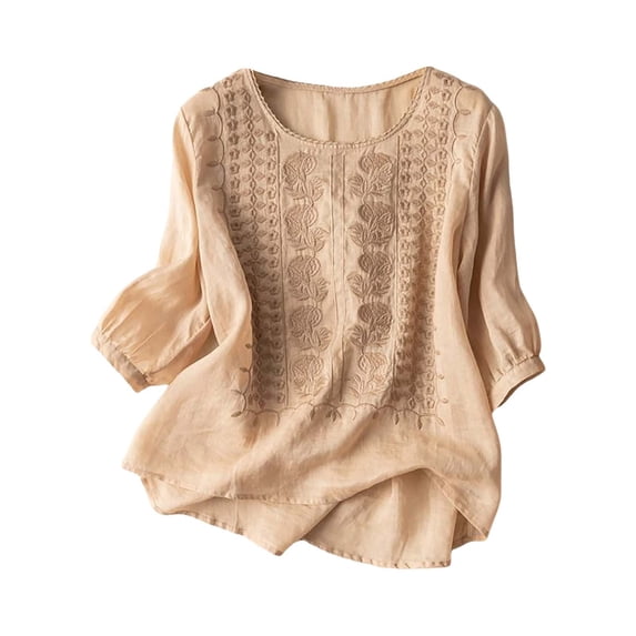 Womens Linen Tops 3/4 Sleeve Tops Flowy Tops Womens Summer Tops Gauze Shirts Summer Linen Tops Womens Gauze Tops Oversized Linen Shirts Peasant Blouse Cotton Boho Tops