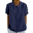 thumbnail image 1 of Womens Linen Tops Beach Vacation Tshirts Summer Linen Tops Gauze Tunic Tops For Women Gauze Shirts For Women Womens Summer Tops Peasant Blouse Flowy Tops For Women Gauze Shirts Blue L, 1 of 8