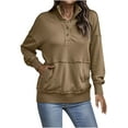 thumbnail image 1 of Womens Linen Tops Boho Plus Size Sweatshirt Clearance Winter Solid Pocket Lapel Button Top Sweater Long Sleeve Sweatshirt, 1 of 9