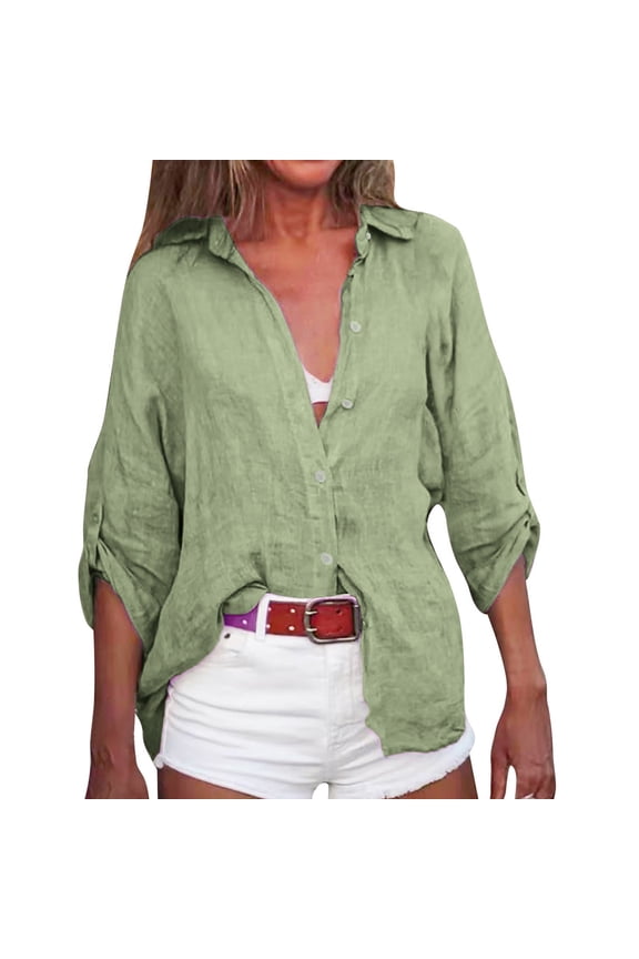 Womens Linen Tops Gauze Shirts Flowy Plain Gauzy Tees Flowy Tops For Women Lightweight Linen Blouses For Women Gauze Shirts For Women Summer Linen Tops Summer Blouses For Women