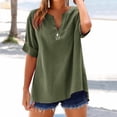 thumbnail image 1 of Womens Linen Tops Henley Tops Boho Peasant Gauze Blouses Lightweight Linen Blouses For Women V Neck Button Down Blouse Gauze Shirts For Women Womens Gauze Tops Womens Summer Tops JN L, 1 of 9