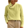 thumbnail image 1 of Womens Linen Tops Side Button up Stand Collar Long Sleeve Shirts Solid Color Lightweight Casual Spring Blouses (M, Yellow), 1 of 6
