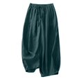 thumbnail image 1 of Womens Linen Wide Leg Palazzo Pants Casual Drawstring Elastic Waist Summer Beach Travel Vacation Harem Pants with Pockets, 1 of 4