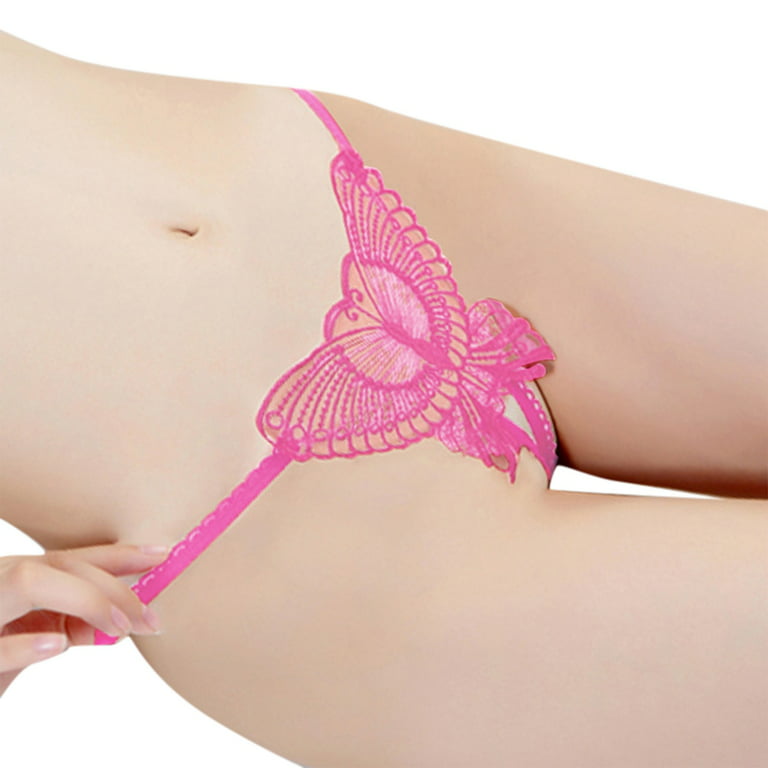 Womens Lingerie Feminine Lace Cute Butterfly Thong T Pants C