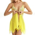 thumbnail image 1 of uublik Womens Lingerie Set Valentine's Day Sleepwear Chemise Dress Lace Nighty Nightgowns Yellow S, 1 of 2