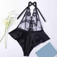 thumbnail image 1 of uublik Womens Lingerie Valentine's Day Lace Bodysuit V Neck Nightgown Sleepwear Black XXL, 1 of 5