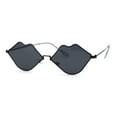thumbnail image 1 of Womens Lip Shape Metal Rim Hippie Sunglasses All Black, 1 of 4