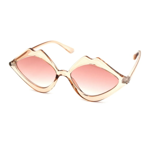 Womens Lip Shape Party Shade Hippie Plastic Sunglasses Peach Pink