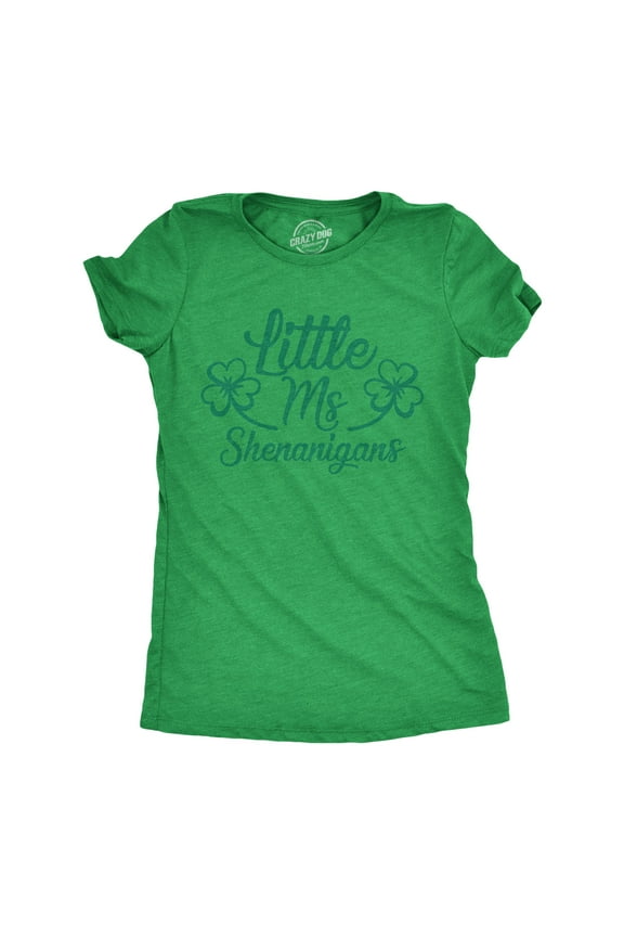 Womens Little Ms Shenanigans T Shirt Funny St Patricks Day Parade Outfit Graphic Novelty Tee Womens Graphic Tees