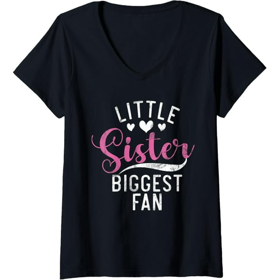 Womens Little Sister biggest Fan Sister V-Neck T-Shirt