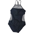 thumbnail image 1 of Womens Liz Claiborne Black White Eyelet Crochet Accent One Piece Swimming Suit, 1 of 1