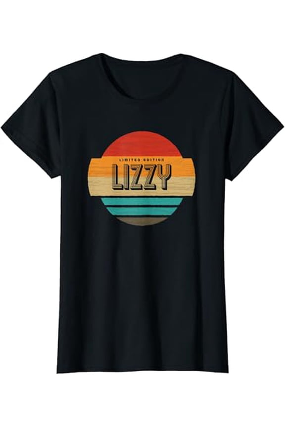 Womens Lizzy Name Retro Vintage Sunset Limited Edition T-Shirt