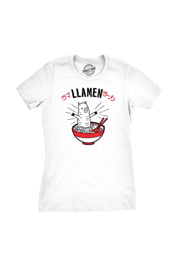 Womens Llamen Funny Ramen T-shirt for Foodie Girls Womens Graphic Tees