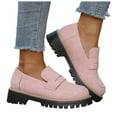 thumbnail image 1 of Womens Loafers Platform Comfortable Lightweight Walking Flats Slip On Shoes Leather Business Casual Shoes, 1 of 8