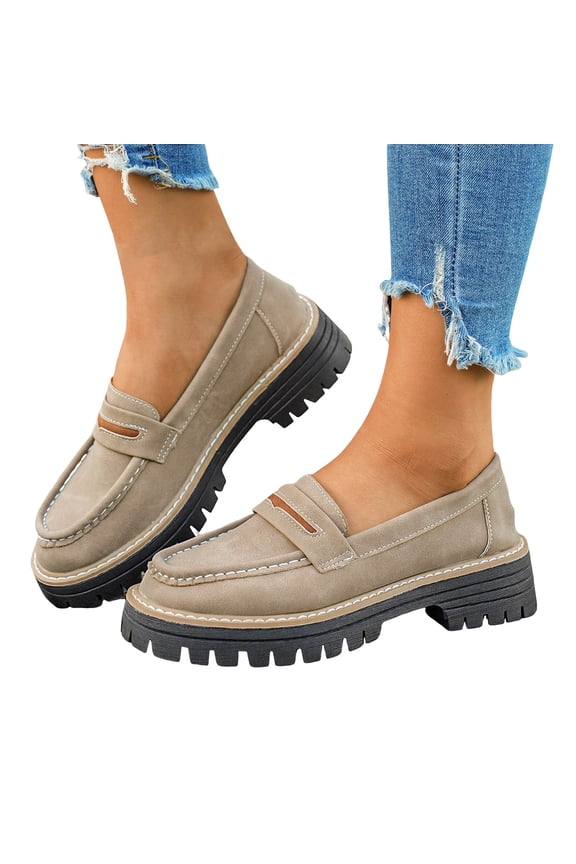 Womens Loafers Shoes Platform Chunky Casual Business Oxfords Lug Sole Slip on Dress Shoes Driving Walking Work Shoes