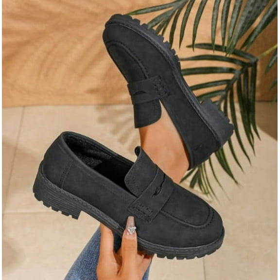 Womens Loafers Shoes Platform Chunky Penny Loafer Lug Sole Comfortable Slip On Work Office Business Casual Dress Shoes, US Size 5-11.5