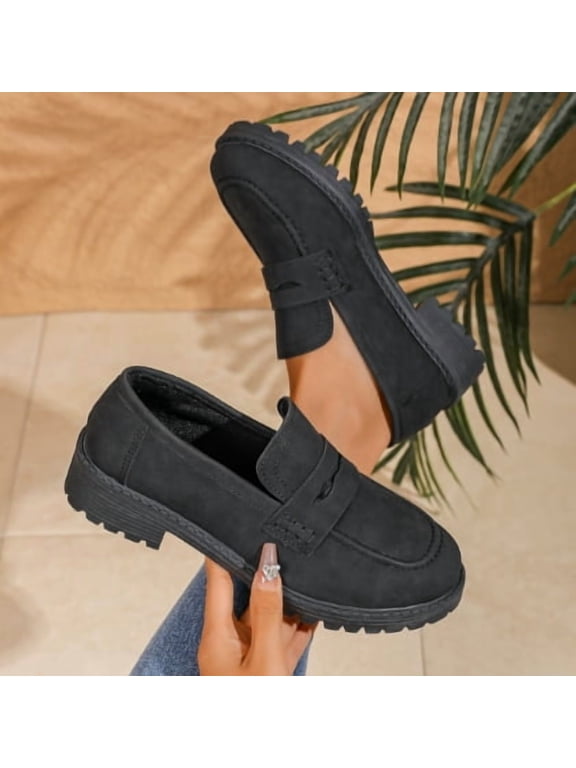 Womens Loafers Shoes Platform Chunky Penny Loafer Lug Sole Comfortable Slip On Work Office Business Casual Dress Shoes, US Size 5-11.5