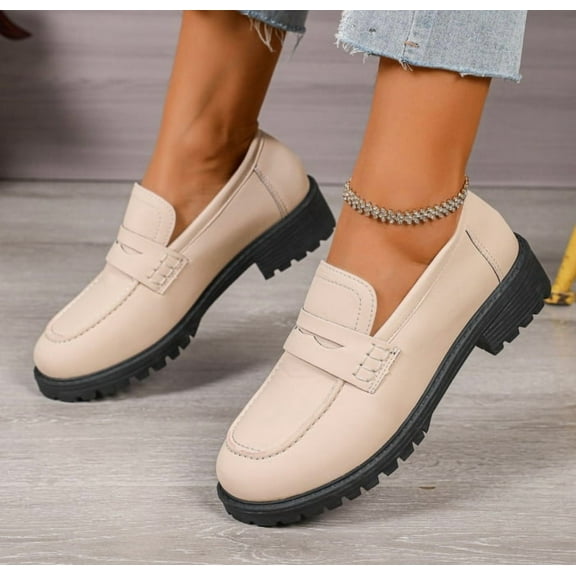 Womens Loafers Shoes Platform Chunky Penny Loafer Lug Sole Comfortable Slip On Work Office Business Casual Dress Shoes, US Size 5-11.5