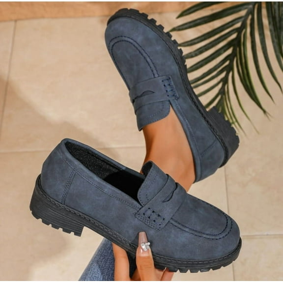Womens Loafers Shoes Platform Chunky Penny Loafer Lug Sole Comfortable Slip On Work Office Business Casual Dress Shoes, US Size 5-11.5