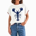 thumbnail image 1 of Womens Lobster Graphic Crewneck Short Sleeve Top,Knit Texture Tee,Summer Casual Shirt, 1 of 5