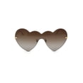 thumbnail image 1 of Womens Lolita Funky Heart Shape Shield Rimless Sunglasses Gold Brown, 1 of 4
