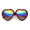 thumbnail image 1 of Womens Lolita Rainbow Mirror Lens Thick Plastic Heart Shape Sunglasses Red, 1 of 8
