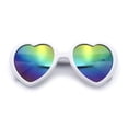 thumbnail image 1 of Womens Lolita Rainbow Mirror Lens Thick Plastic Heart Shape Sunglasses White, 1 of 8