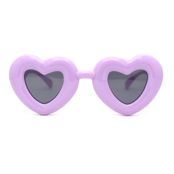 Womens Lolita Thick Bubble Frame Heart Plastic Sunglasses Purple - Black