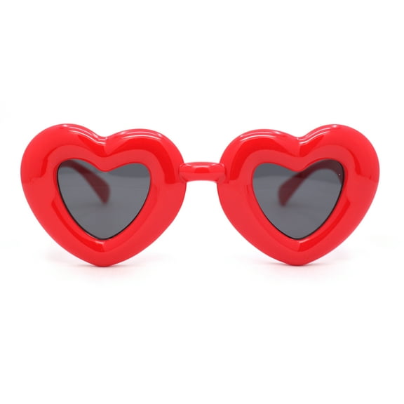 Womens Lolita Thick Bubble Frame Heart Plastic Sunglasses Red - Black