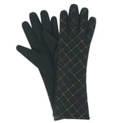 Womens Long Black Stretch Fit Gloves With Quilted Neon Rainbow Stitching