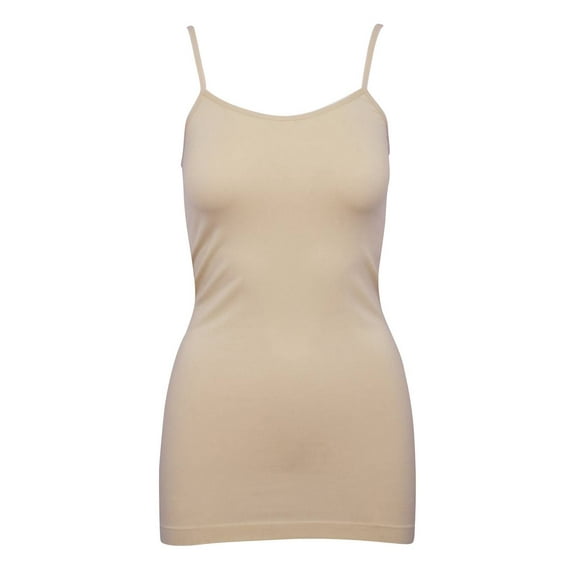 Womens Long Camisole Tank - Beige
