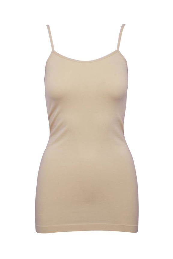 Womens Long Camisole Tank - Beige