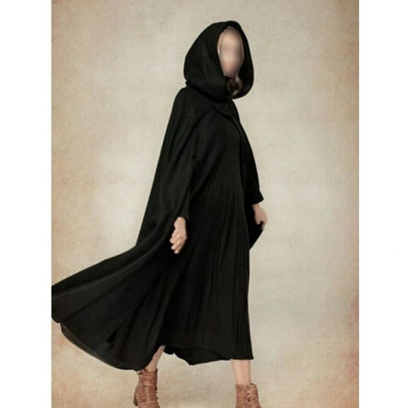 Womens Long Cape Cloak Hooded Cloak Wool Blend Coat Sleeveless Winter Cardigan Warm Cosplay Fashion Cool