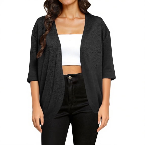 Womens Long Cardigan 2026 Fall Lightweight 3/4 Sleeve Open Front Cardigans Sweater