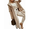 thumbnail image 1 of Womens Long Cardigan Cable Knitted Open Front Oversized Long Sleeve Hooded Outerwear Sweater Coat Camel M, 1 of 8