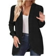 thumbnail image 1 of Womens Long Cardigan Lightweight Long Sleeve Open Front Sweater with Pockets Casual Solid Color Knitted Coats (Black L), 1 of 5