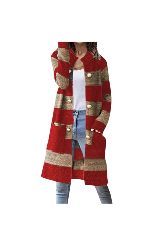 Womens Long Cardigan Sweaters 2024 Fall Open Front Coat Long Sleeve Cable Knit Maxi Outerwear Trendy Stripe Cardigan Sweaterjacket